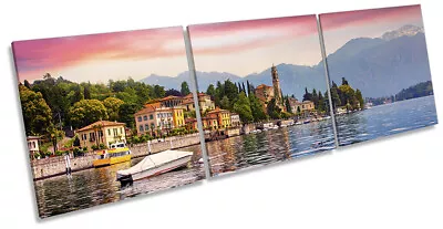 Mezzegra Lake Como Italy CANVAS WALL ART Triple Print Picture Pink • £46.99