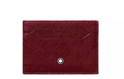 MONTBLANC SARTORIAL CARD HOLDER 5CC - Saffiano Burgundy Leather • $230