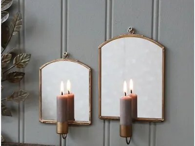 £18 • Buy Antique Brass Wall Candle Holder Sconce With Mirror, Candlestick Metal Glass, Lg
