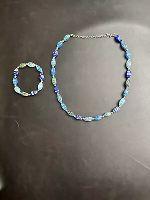 Vintage Murano Millefiori Glass 18” Necklace And Bracelet • $30