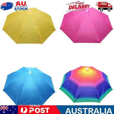 $10 • Buy Portable Rain Umbrella Hat Foldable Outdoor Sun Shade Waterproof Camping Cap