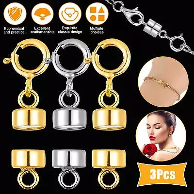 3Pcs Magnetic Clasp Converter Necklace Jewelry Extender Connector W/ Spring Ring • $13.48