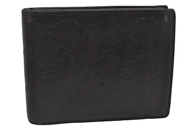 Authentic GUCCI Guccissima GG Leather Bifold Wallet Purse 146226 Black 1384I • $0.99