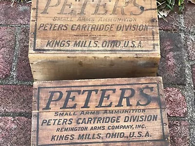 Vintage Peters Small Arms Wood Shell Ammo Box Remington Kings Mills Ohio 2 Boxes • $199