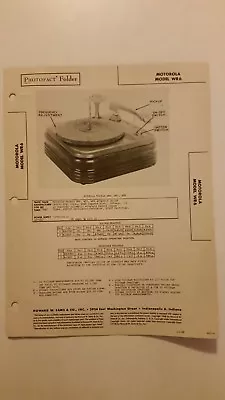 Motorola Record Player Model WR6GalvinChicagoRepair Schematic • $5