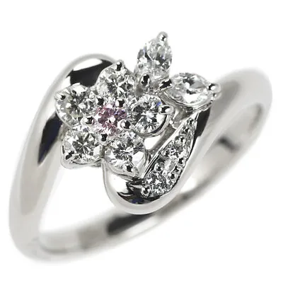 £947.66 • Buy PT900 Natural Pink Diamond Ring 0.04ct D0.43ct Flower - Auth Free Shipping From 