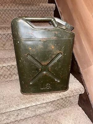 1950s Vintage US Green Metal Water Can Jerry Can Army Military • $40