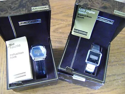 2 NEW OLD STOCK Vintage Fairchild LCD Stainless Steel   Men's Digital Watches • $50