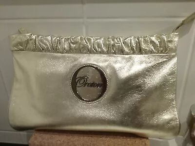 OROTON Gold Envelope Clutch Supple Leather Zip Brand Plate Pockets Immac • $75