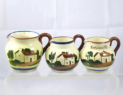 Vintage WATCOMBE TORQUAY Motto Ware SET Of 3 GRADUATED CREAMER JUGS PITCHERS • $14.53