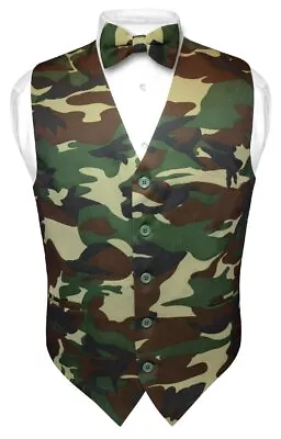 Men's ARMY Green Camouflage Dress Vest BOWTIE Set L • $19.95