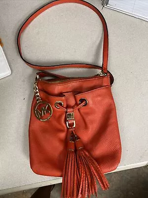 Michael Kors CAMDEN Deep Coral Orange Crossbody Handbag  GOOD CONDITION! • $35