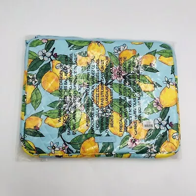 New Vera Bradley Laptop Sleeve Lemon Grove Padded Blue Yellow Quilted Case Women • $24.99