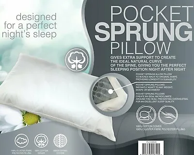 Luxury Quilted Silky Down Microfibre Pocket Springs Sprung Orthopaedic Pillow • £16.95