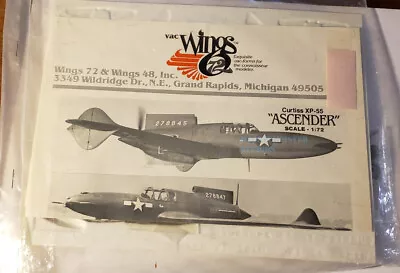 $12.99 • Buy Wings 72 Curtiss XP-55  Ascender  1/72 Vacuform Model Kit
