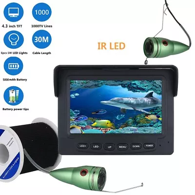 30M Fish Finder 1000TVL 6pcs IR LED Underwater Fishing Video Camera 4.3inch LCD • $98.99