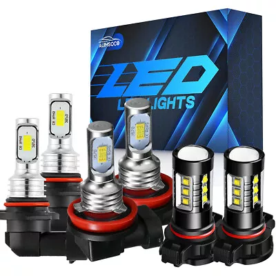 For GMC Sierra 1500 2500 3500 2007-14 LED Headlights Kit + Fog Light 6000K Bulbs • $37.99