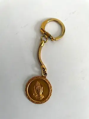 VTG ST CHRISTOPHER Saint Medal Travel KEYCHAIN KEY RING Protection GOLD COLOR • $4.99