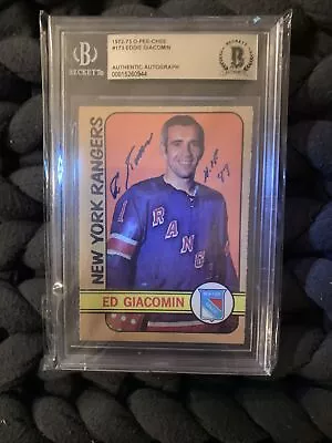 1972-73 O-Pee-Chee #173 Ed Giacomin Authentic Autograph BGS Vintage NY Rangers • $484.99