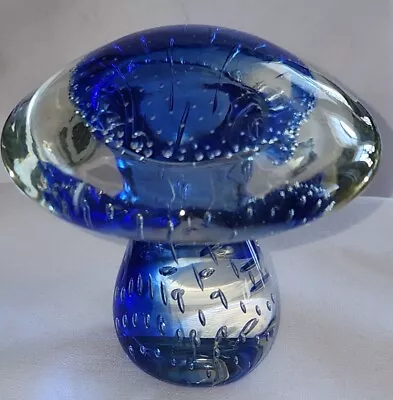 Viking Controlled Bubble Glass Mushroom Paperweight • $45