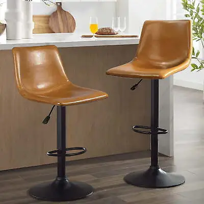 Counter Height Bar Stool Barstool Dining Chair W/Back Swivel Adjustable Set Of 2 • $166.79