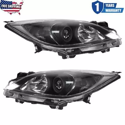 Fit For 2010-2013 Mazda 3 / 3 Sport Chrome Housing Clear Amber Headlights Pair • $146.46