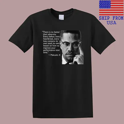 Malcolm X Quotes Logo Men's Black T-Shirt Size S-5XL • $14.71