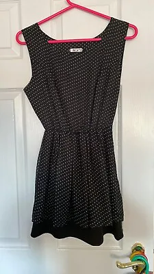 £3.49 • Buy WalG Black Dress With White Spots Size Medium 8-10