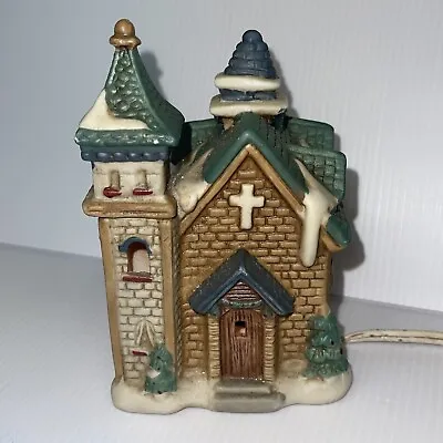 $16.99 • Buy Vintage Holiday Lighted Porcelain Christmas Village Church By Traditions
