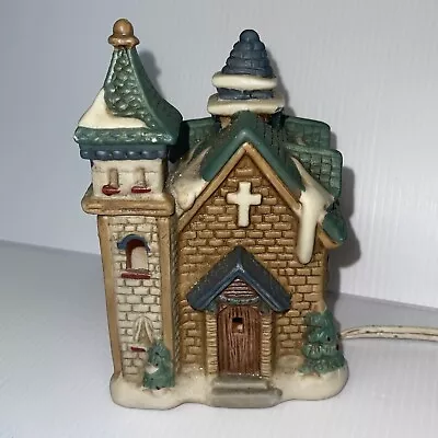 $16.99 • Buy Vintage Holiday Lighted Porcelain Christmas Village Church By Traditions