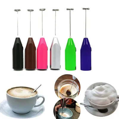 Hand Milk Mixer Frother Coffee Whisk Tea Foamer Egg Beater Blend Black • £3.97