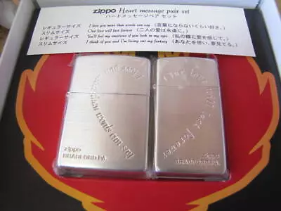 ZIPPO Pair Standard Slim Set Heart Message Gift For Zippo Couples • £116.79