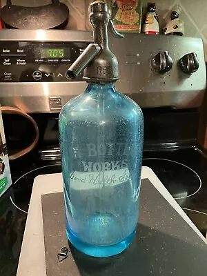 Vintage Blue Brooklyn Seltzer Bottle Good Health  • $50