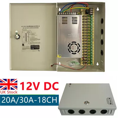 £30.69 • Buy DC12V 20A/30A 18CH CCTV Security Camera Power Supply Distribution Box New UK