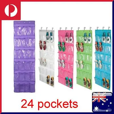 $18.99 • Buy 24 Pockets Hanging Shoe Organiser Hanger Rack Door Wall Space Saver Random Color