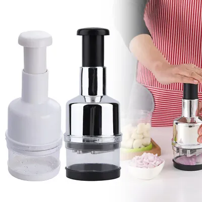 Manual Press Garlic Onion Vegetable Fruit Food Chopper Cutter Processor Dicer • £5.69