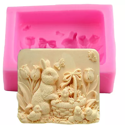 Rabbit Fondant Silicone Mold Easter Bunny Ear 3D Chocolate Molds For Soap Making • $12.02