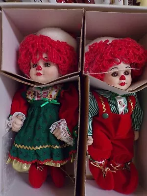 Marie Osmond Fine Porcelain Twin Dolls Jingle & Belle 11  Christmas Raggedy NIB • $40