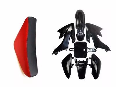 Black Plastics Fender Kit+ Seat For Honda CRF50 Pit Dirt Bike Atomik 110cc 125cc • $69.66