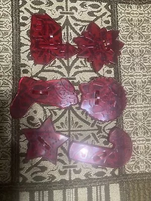 $6.99 • Buy Vintage HRM Red Plastic Christmas Cookie Cutters Set Of 6