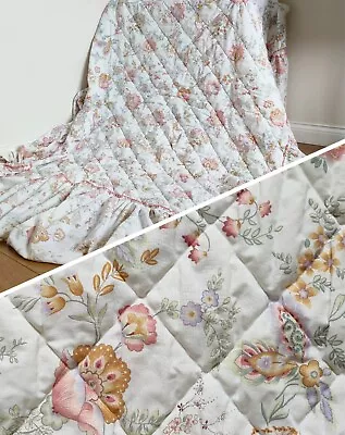 Vintage St Michael (M&S) Floral Quilted Bedspread/Valance Sheet  • £25