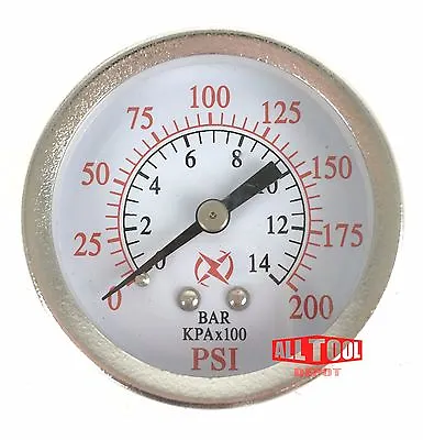 2  Air Pressure Gauge Center Back Mount 1/8  NPT 2  Dial - 0 To 200 PSI  • $7.99