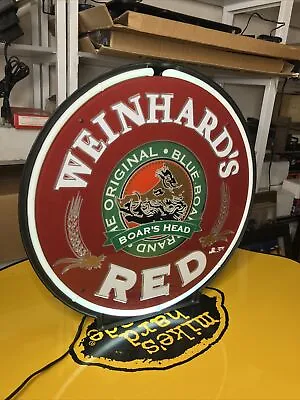 Vintage Rare Weinhard’s Red Boar’s Head Rotating Neon Sign 22”x22”x4.5” • $225
