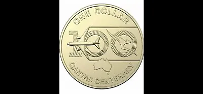 1 X 2020 $ 1 DOLLAR UNC 100 YEARS QANTAS LOW MINTAGE From MINT ROLL In Capsule • $8.95