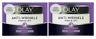 £14.99 • Buy 2 X Olay Anti-Wrinkle Night Cream BUNDLE Firm & Lift With Skin Renewal 50ml