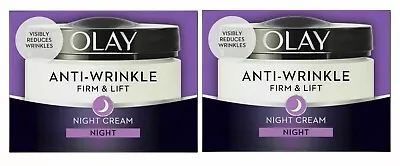 2 X Olay Anti-Wrinkle Night Cream BUNDLE Firm & Lift With Skin Renewal 50ml • £14.99