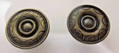 2  Antique Brass 1 Inch  Drawer Knob Pull Cabinet Closet • $8.49