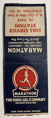 Marathon Gasoline Gas Oil Service Station Matchbook Cover Louisville Kentucky • $4.88