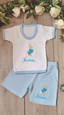 £7.99 • Buy Personalised Peter Rabbit Short T Shirt Set 4 Colours All Sizes Pyj0032