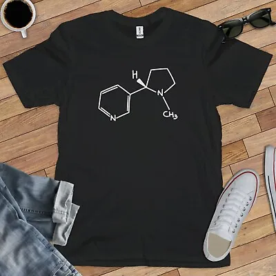 NICOTINE MOLECULE T-SHIRT (coffee Tea Beer Drug Smoke Vape Juice Cigarette ) • $18.93